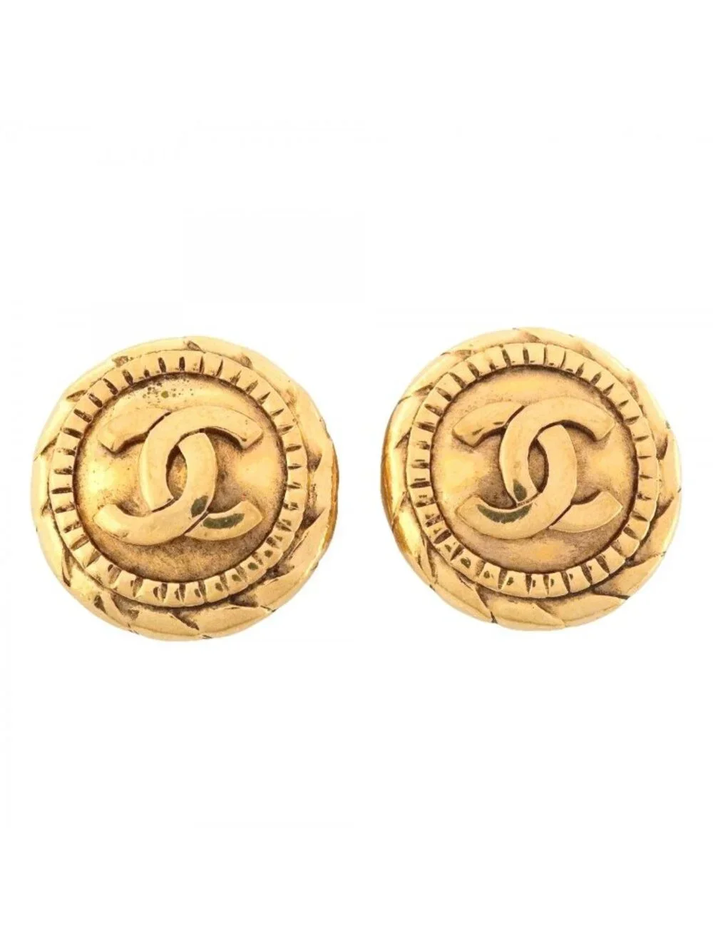 Chanel Earrings Vintage CC Logo Round